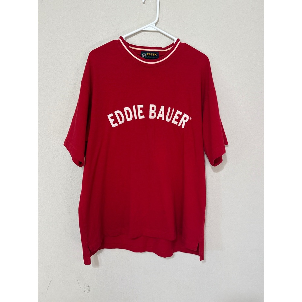 VTG Eddie Bauer EDTEK Red Logo Oversized T-Shirt Men's Medium Streetwear READ